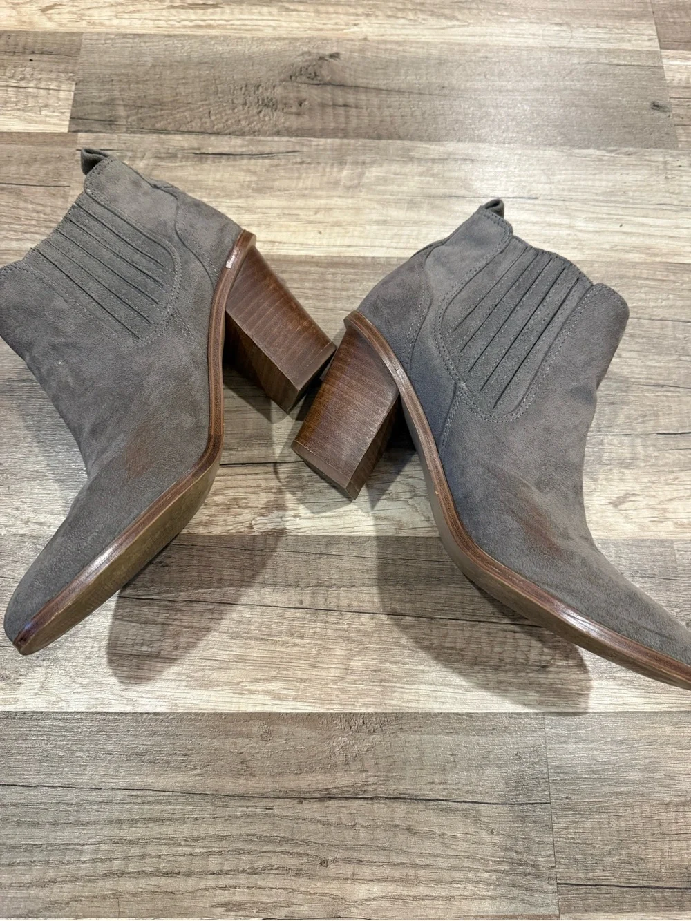 Suede Ankle Boots in Gray